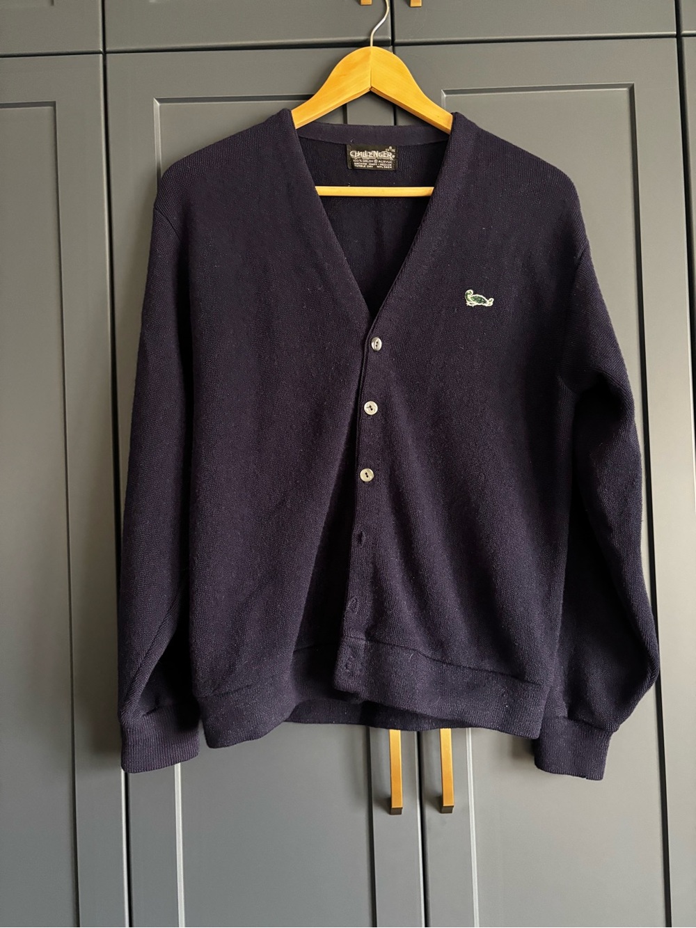 Vintage Navy V-Neck Button Cardigan Sweater